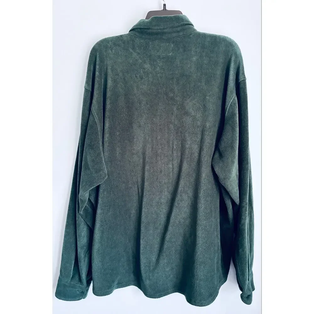 Wrangler Fleece Shirt Jacket Lot 2XL Blue Green Button Front Heavyweight Y2K